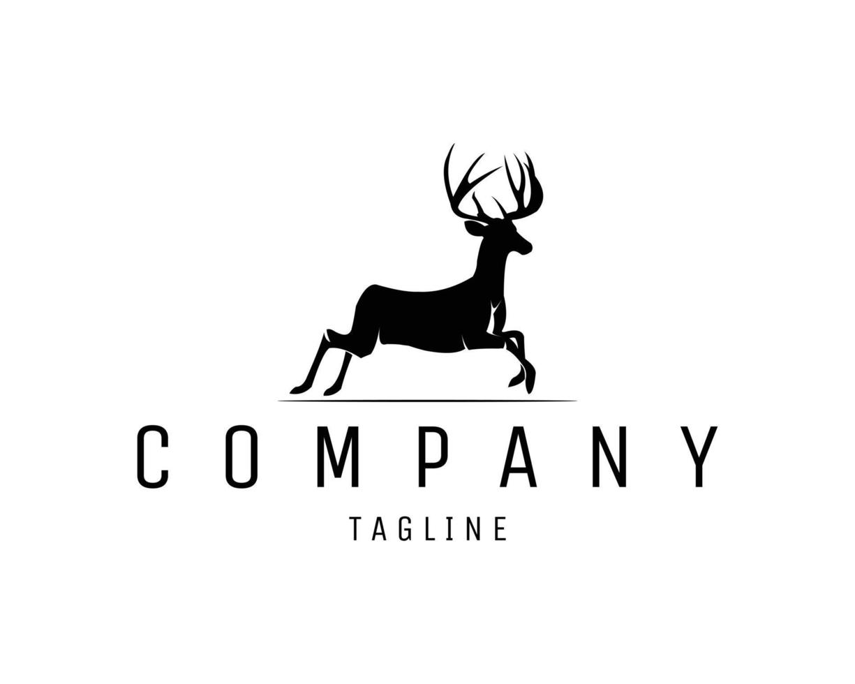 logo de silhouette de cerf présenté dans un style de saut sur fond blanc isolé. meilleur pour l'emblème, l'emblème, l'industrie animale. vecteur