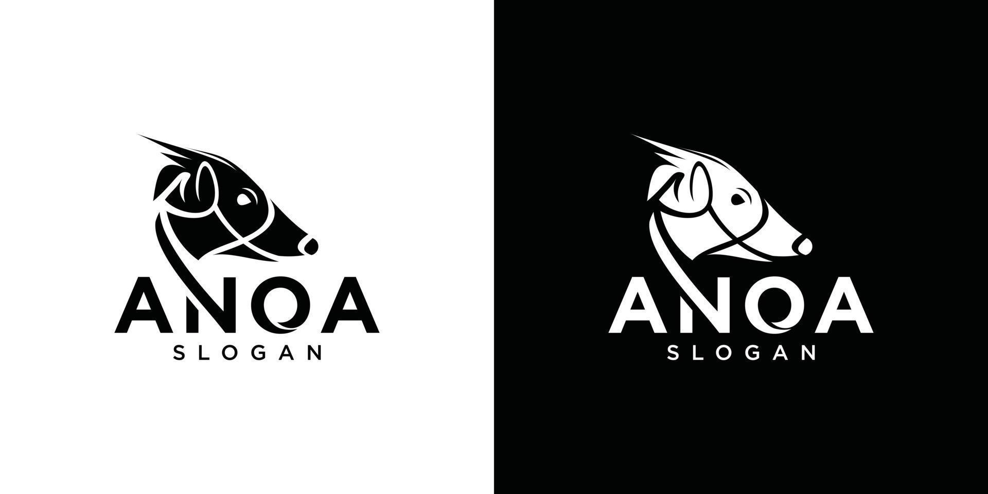 vecteur de modèle de conception de logo animal anoa