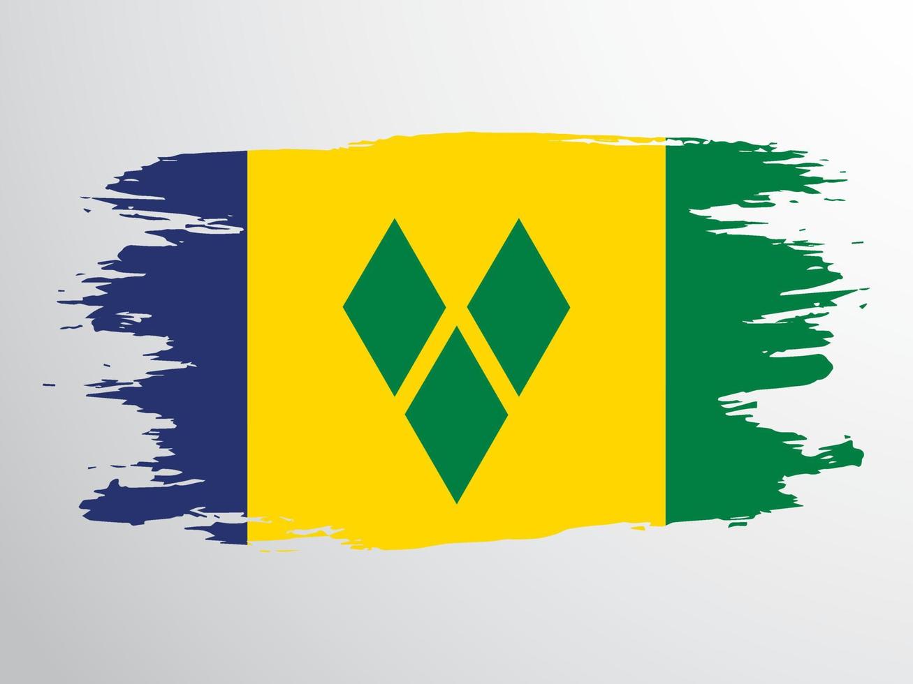 drapeau de saint vincent et les grenadines peint au pinceau. drapeau de vecteur de saint vincent et les grenadines