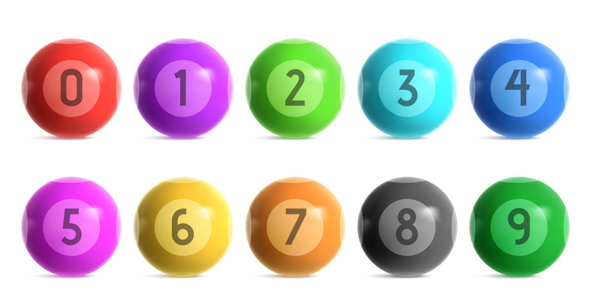 boules de loterie bingo avec des nombres de zéro à neuf vecteur