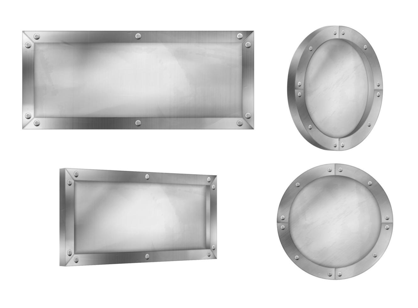 enseignes métalliques, panneaux en acier avec rivets sur le cadre vecteur