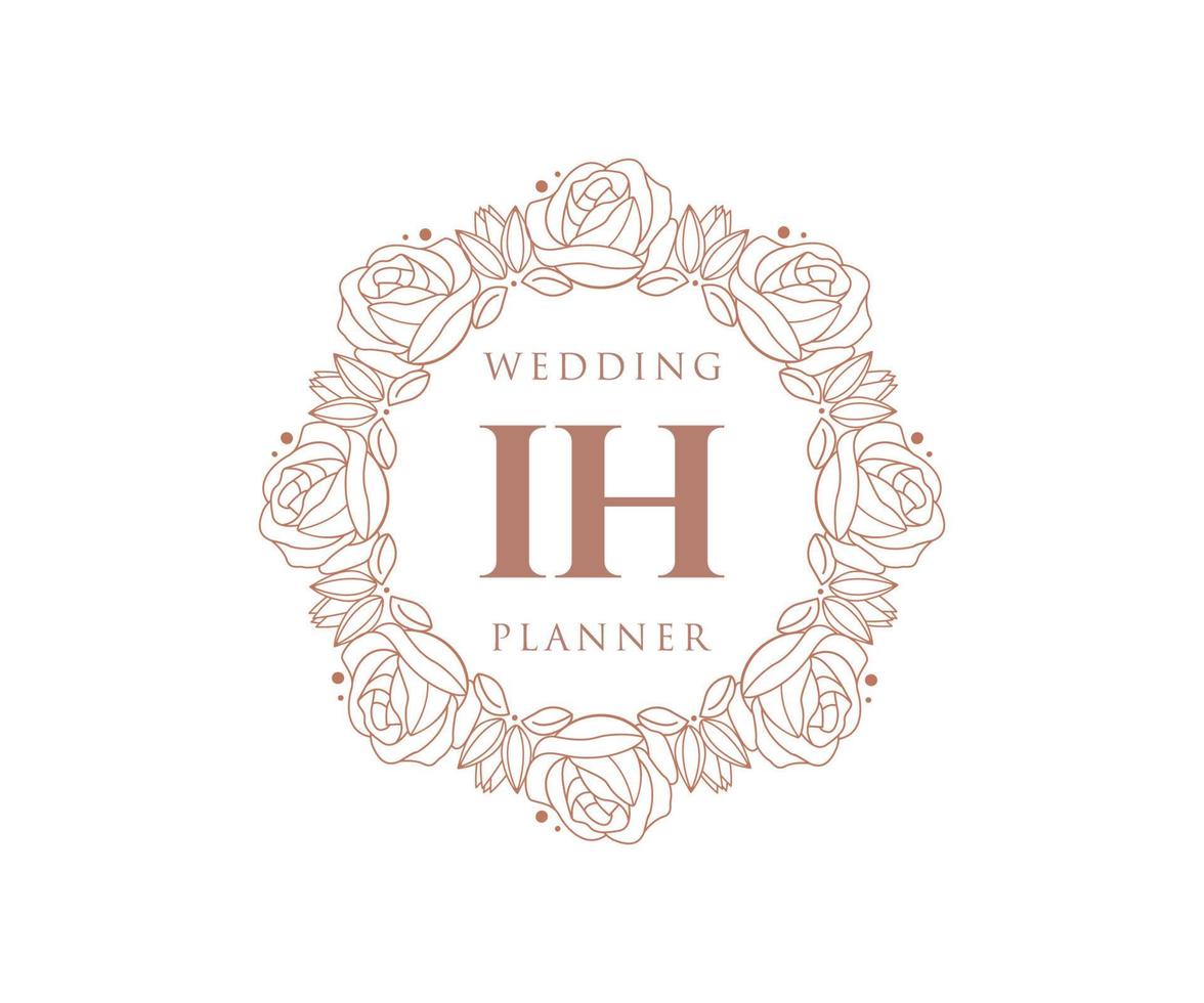 ih initiales lettre collection de logos de monogramme de mariage, modèles minimalistes et floraux modernes dessinés à la main pour cartes d'invitation, réservez la date, identité élégante pour restaurant, boutique, café en image vectorielle vecteur