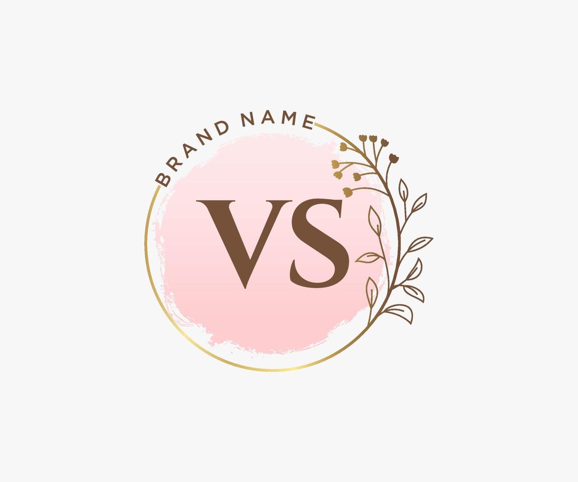 logo initial vs féminin. utilisable pour les logos nature, salon, spa, cosmétique et beauté. élément de modèle de conception de logo vectoriel plat.