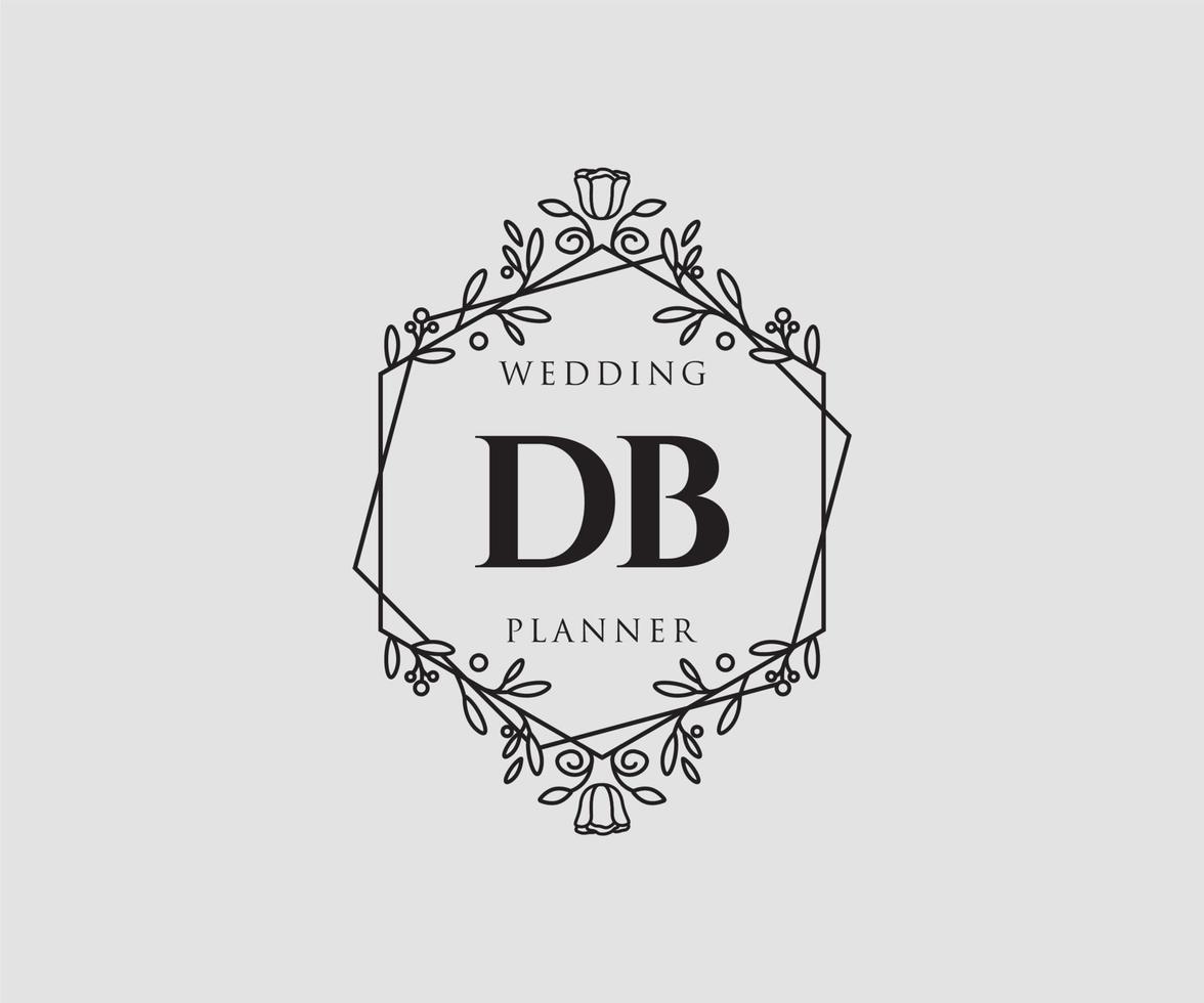 collection de logos de monogramme de mariage lettre initiales db, modèles minimalistes et floraux modernes dessinés à la main pour cartes d'invitation, réservez la date, identité élégante pour restaurant, boutique, café en image vectorielle vecteur