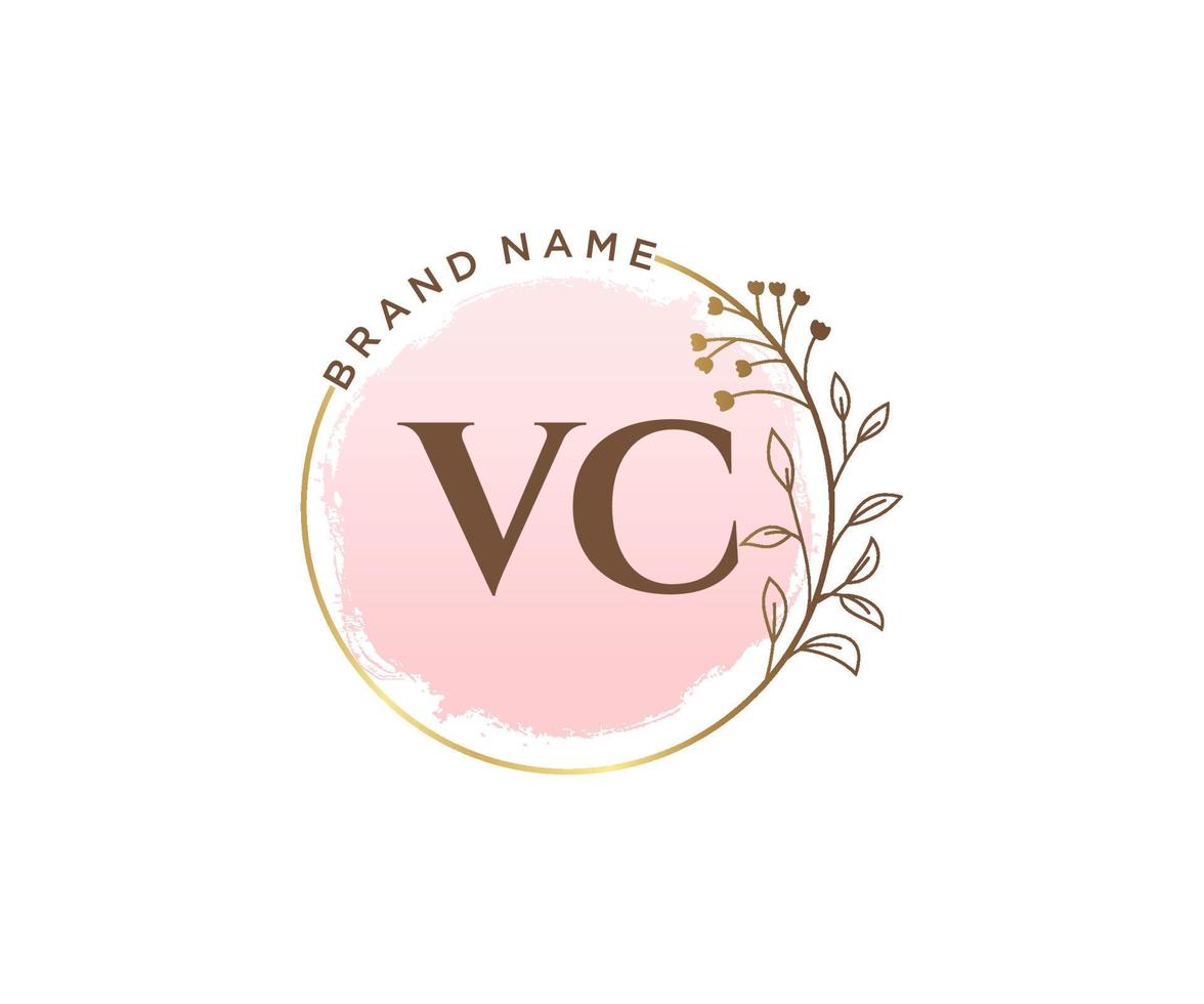 logo féminin vc initial. utilisable pour les logos nature, salon, spa, cosmétique et beauté. élément de modèle de conception de logo vectoriel plat.