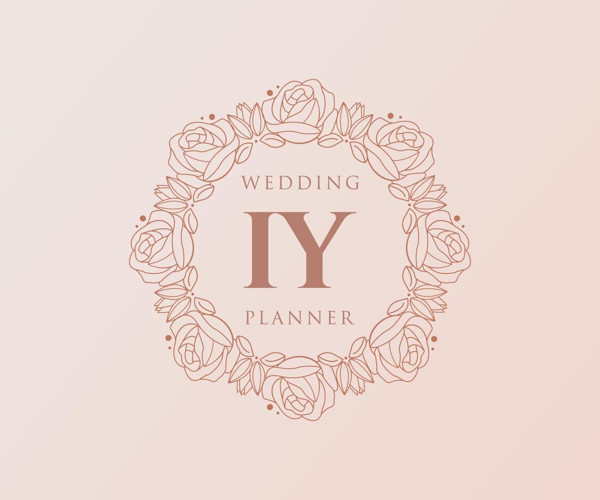 iy initiales lettre mariage monogramme logos collection, modèles minimalistes et floraux modernes dessinés à la main pour cartes d'invitation, réservez la date, identité élégante pour restaurant, boutique, café en image vectorielle vecteur