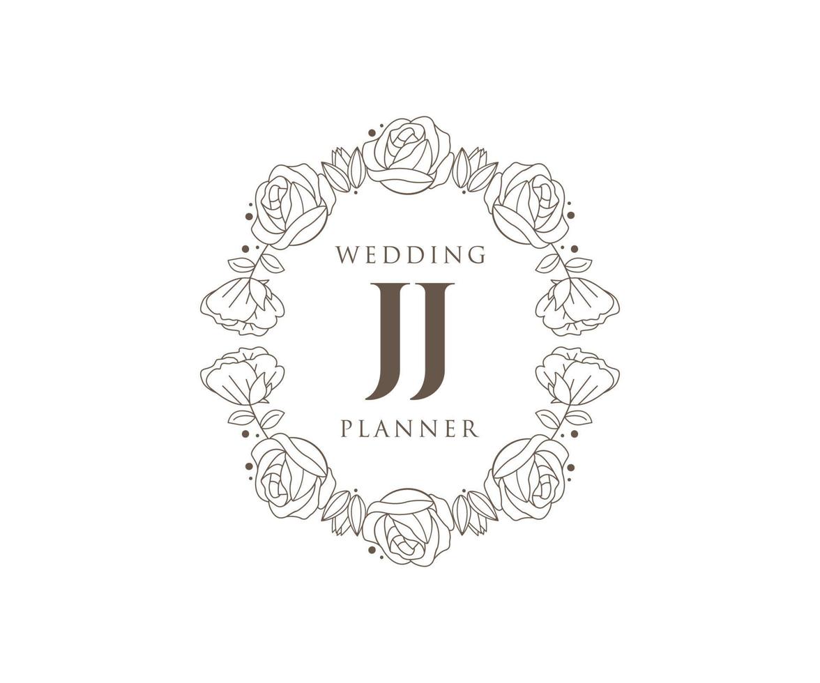 jj initiales lettre collection de logos de monogramme de mariage, modèles minimalistes et floraux modernes dessinés à la main pour cartes d'invitation, réservez la date, identité élégante pour restaurant, boutique, café en image vectorielle vecteur