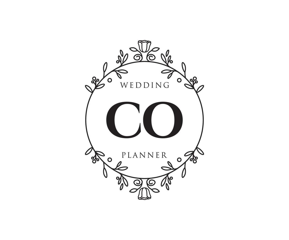 co initiales lettre mariage monogramme logos collection, modèles minimalistes et floraux modernes dessinés à la main pour cartes d'invitation, réservez la date, identité élégante pour restaurant, boutique, café en image vectorielle vecteur