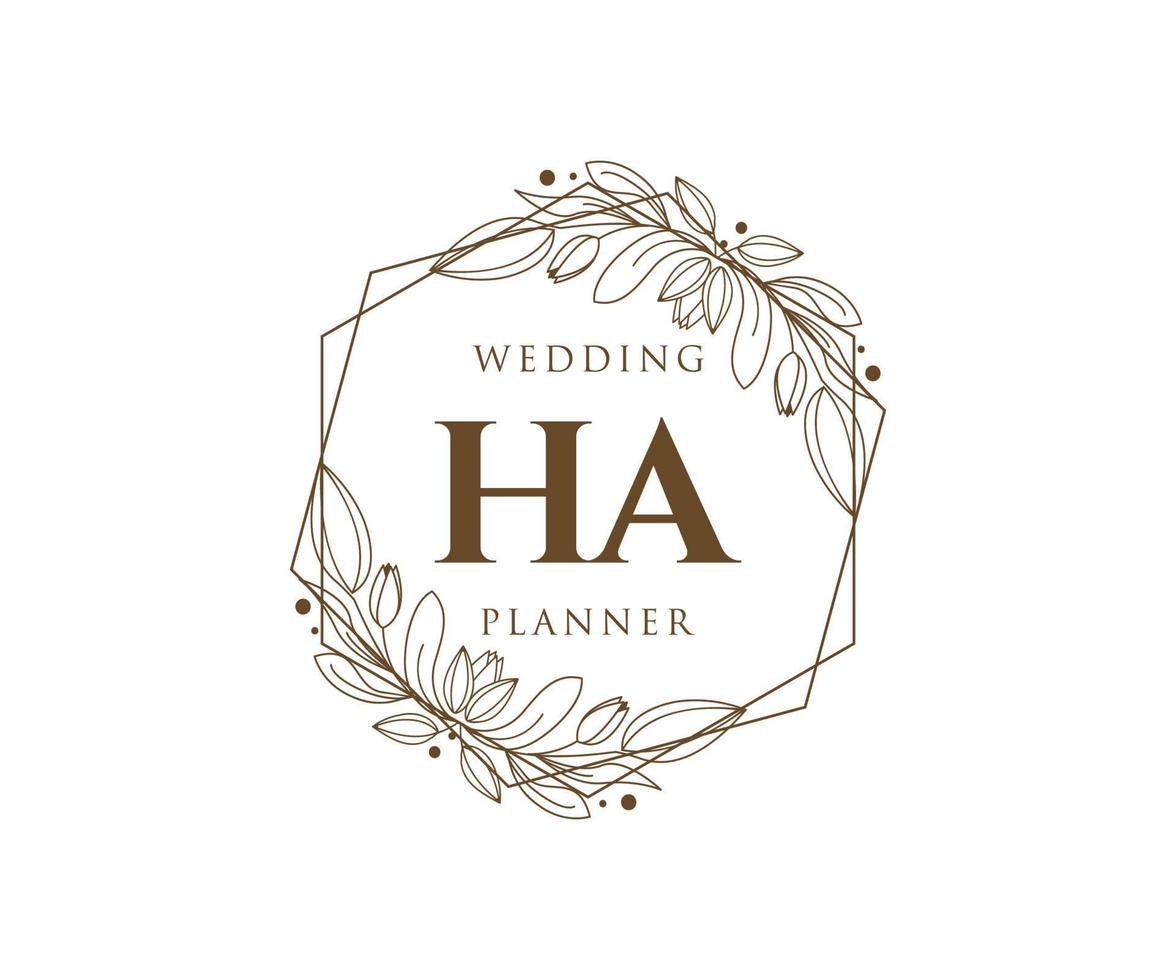 ha initiales lettre mariage monogramme logos collection, modèles minimalistes et floraux modernes dessinés à la main pour cartes d'invitation, réservez la date, identité élégante pour restaurant, boutique, café en image vectorielle vecteur