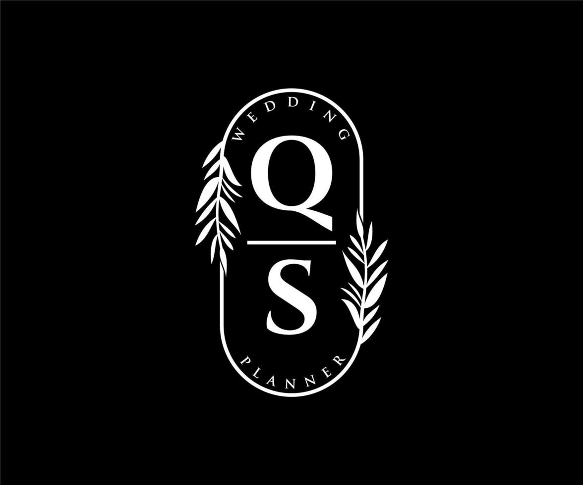 qs initiales lettre mariage monogramme logos collection, modèles minimalistes et floraux modernes dessinés à la main pour cartes d'invitation, réservez la date, identité élégante pour restaurant, boutique, café en image vectorielle vecteur