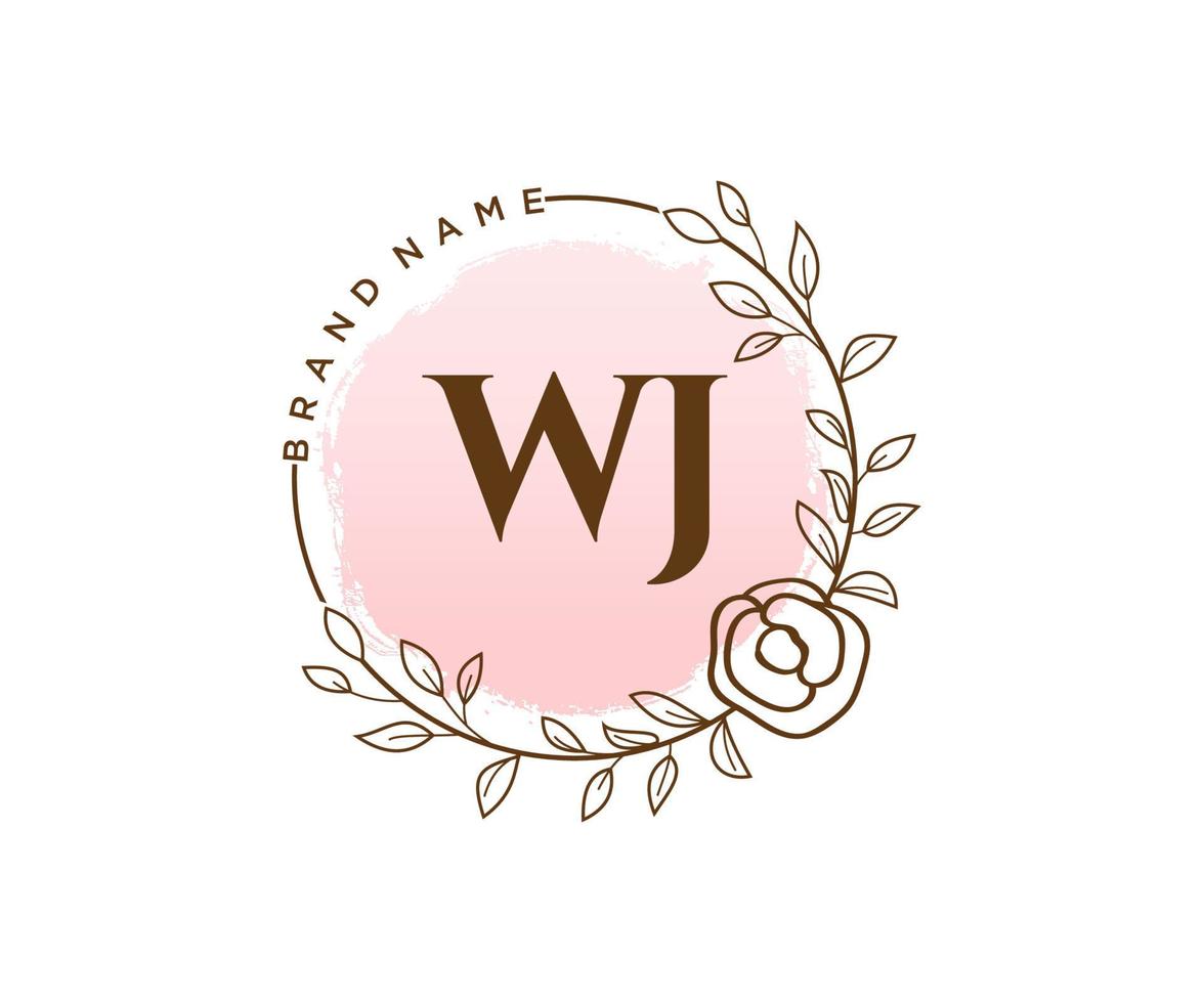 initiale wj logo féminin. utilisable pour les logos nature, salon, spa, cosmétique et beauté. élément de modèle de conception de logo vectoriel plat.