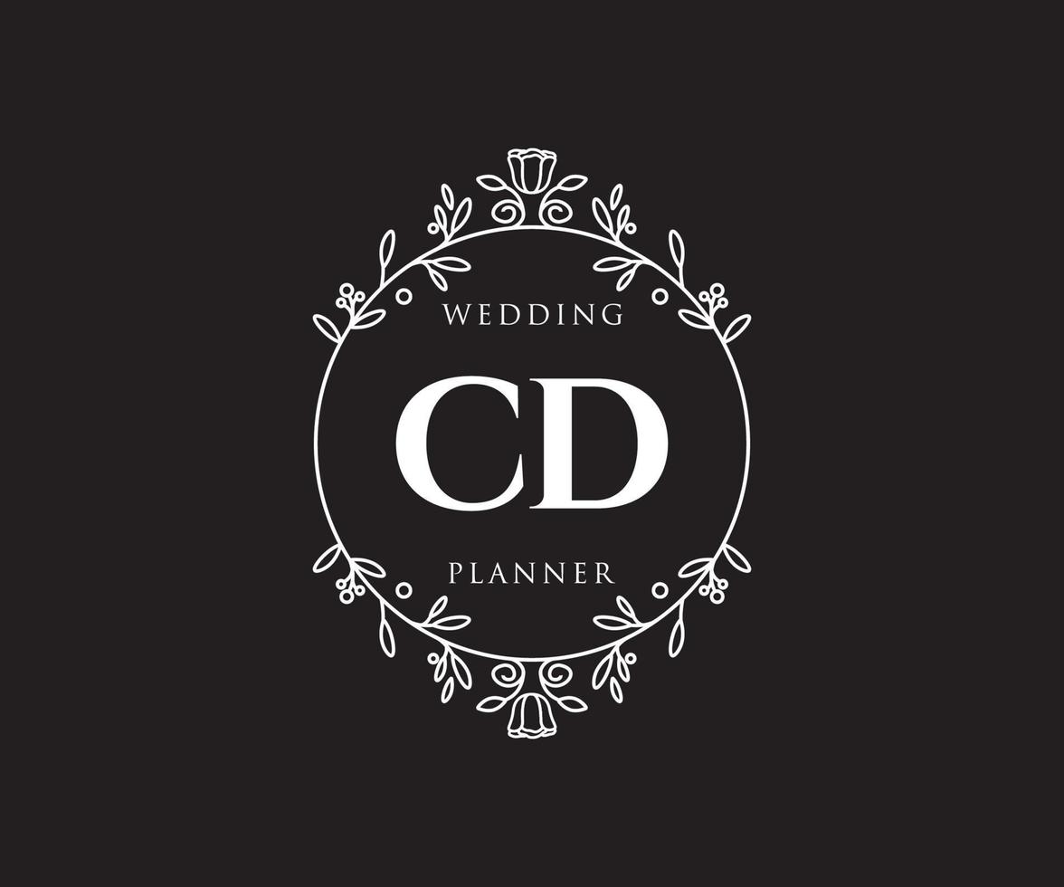 cd initiales lettre mariage monogramme logos collection, modèles minimalistes et floraux modernes dessinés à la main pour cartes d'invitation, réservez la date, identité élégante pour restaurant, boutique, café en image vectorielle vecteur