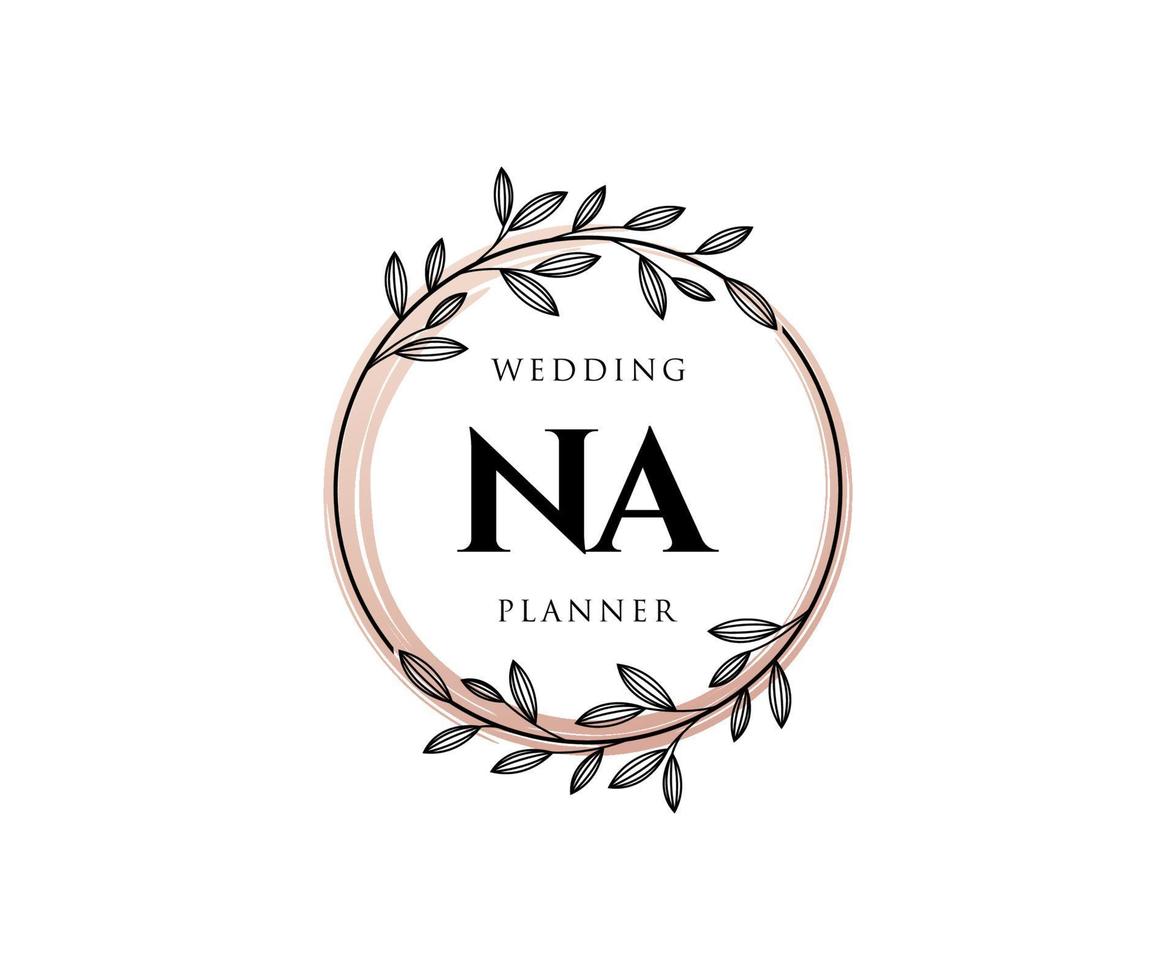 na initiales lettre mariage monogramme logos collection, modèles minimalistes et floraux modernes dessinés à la main pour cartes d'invitation, réservez la date, identité élégante pour restaurant, boutique, café en image vectorielle vecteur