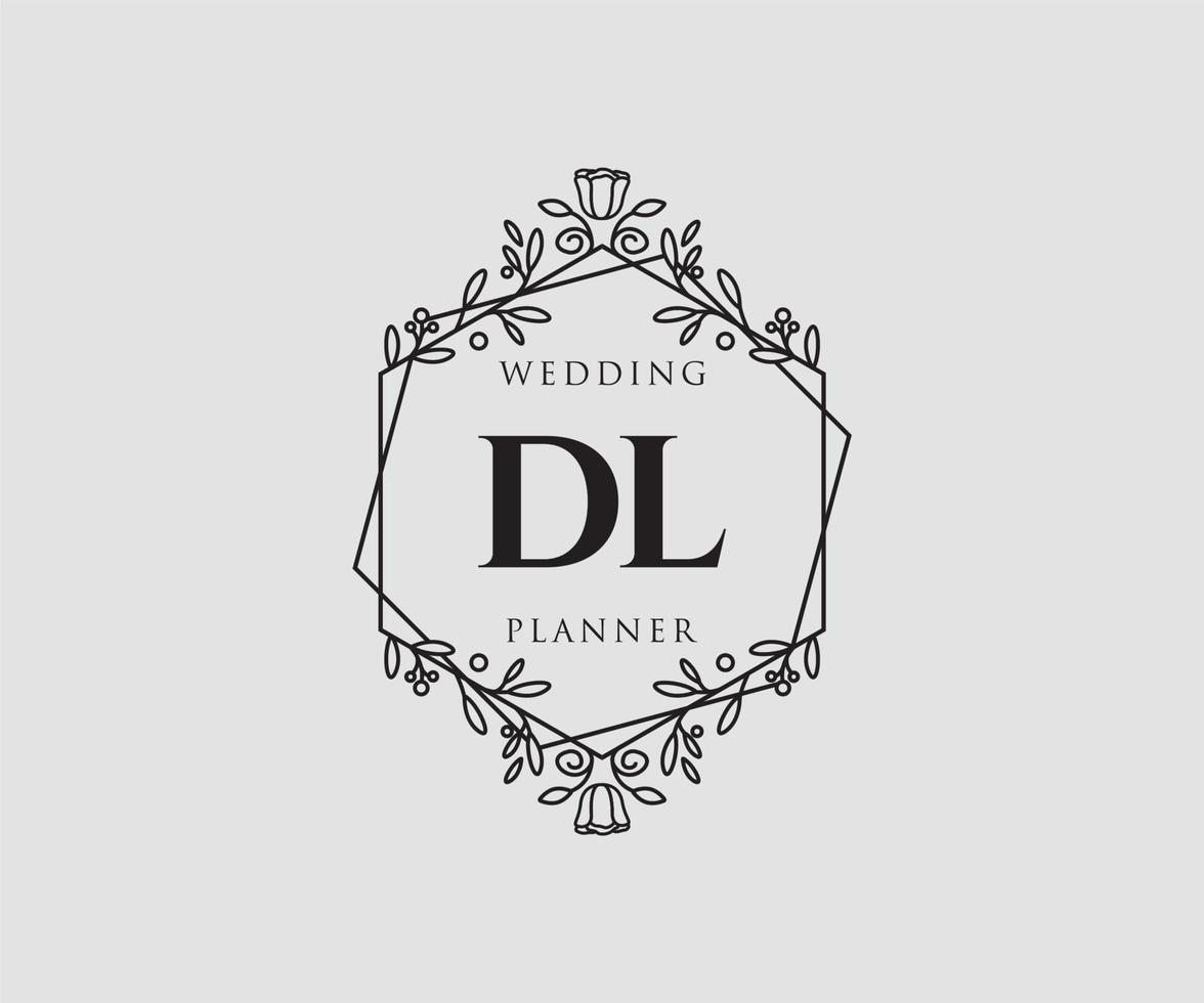 dl initiales lettre collection de logos de monogramme de mariage, modèles minimalistes et floraux modernes dessinés à la main pour cartes d'invitation, réservez la date, identité élégante pour restaurant, boutique, café en image vectorielle vecteur