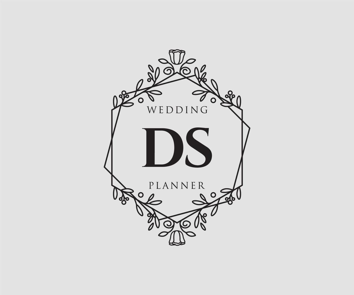 ds initiales lettre collection de logos de monogramme de mariage, modèles minimalistes et floraux modernes dessinés à la main pour cartes d'invitation, réservez la date, identité élégante pour restaurant, boutique, café en image vectorielle vecteur