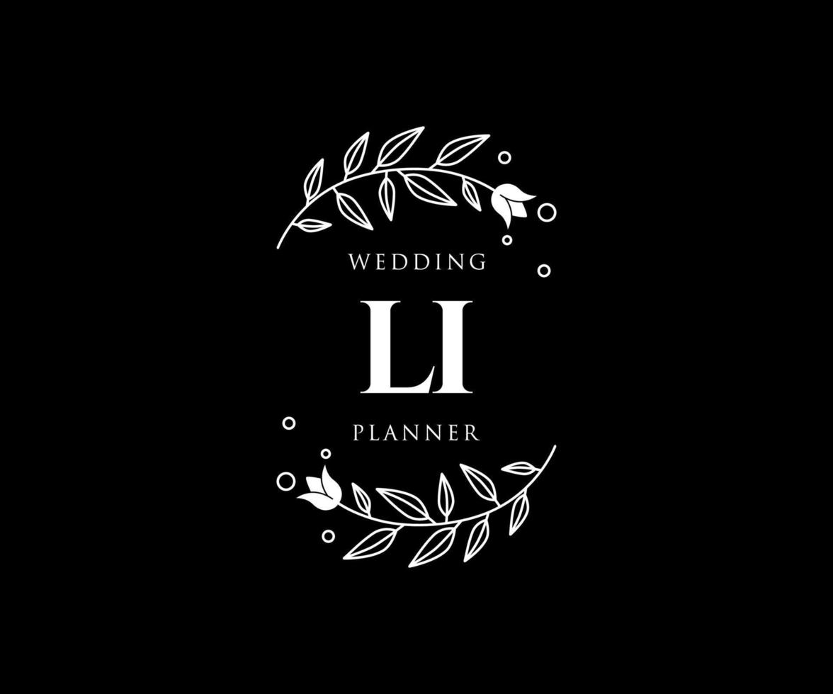 collection de logos de monogramme de mariage lettre initiales li, modèles minimalistes et floraux modernes dessinés à la main pour cartes d'invitation, réservez la date, identité élégante pour restaurant, boutique, café en image vectorielle vecteur