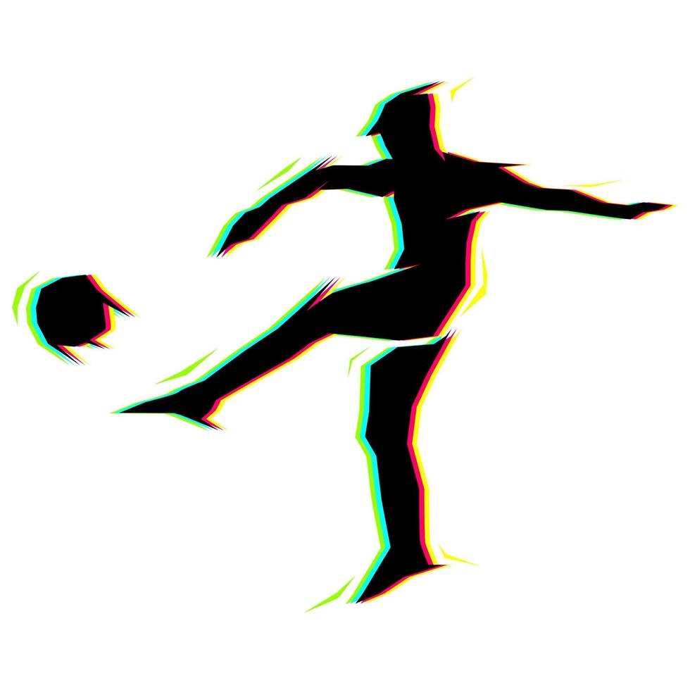 silhouette de jouer au ballon avec des couleurs contrastées vecteur