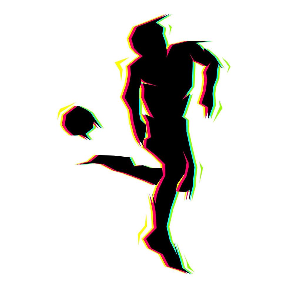 silhouette de jouer au ballon avec des couleurs contrastées vecteur