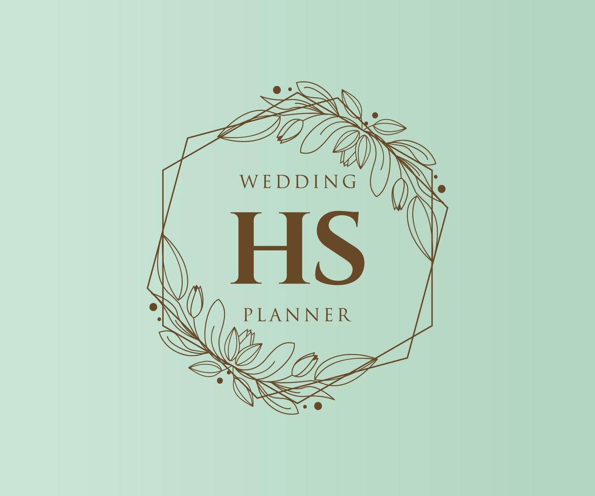 hs initiales lettre collection de logos de monogramme de mariage, modèles minimalistes et floraux modernes dessinés à la main pour cartes d'invitation, réservez la date, identité élégante pour restaurant, boutique, café en image vectorielle vecteur