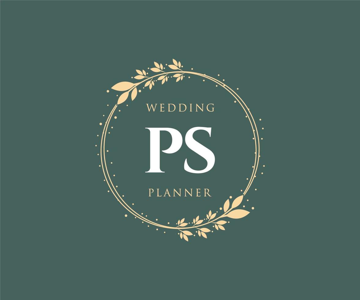 ps initiales lettre mariage monogramme logos collection, modèles minimalistes et floraux modernes dessinés à la main pour cartes d'invitation, réservez la date, identité élégante pour restaurant, boutique, café en image vectorielle vecteur