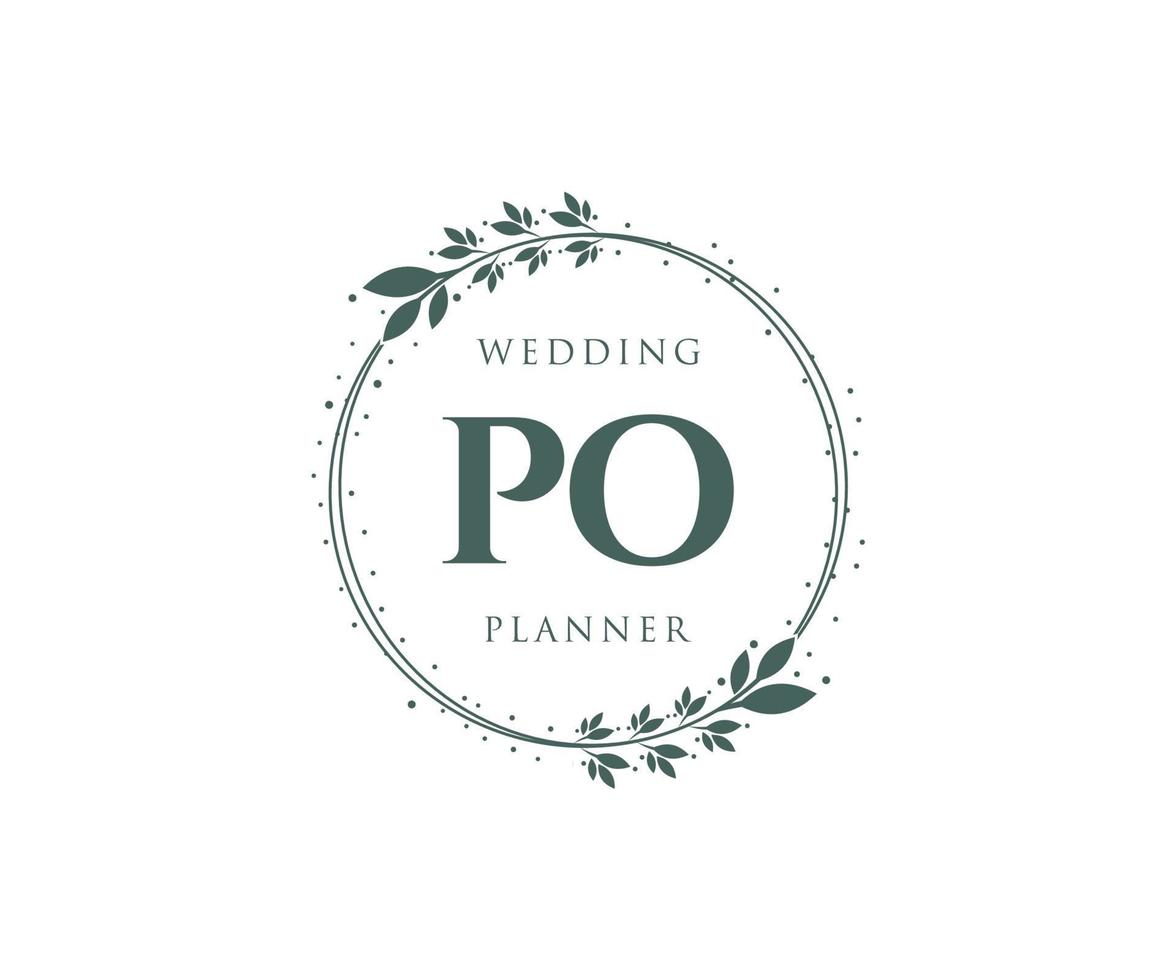 po initiales lettre mariage monogramme logos collection, modèles minimalistes et floraux modernes dessinés à la main pour cartes d'invitation, réservez la date, identité élégante pour restaurant, boutique, café en image vectorielle vecteur