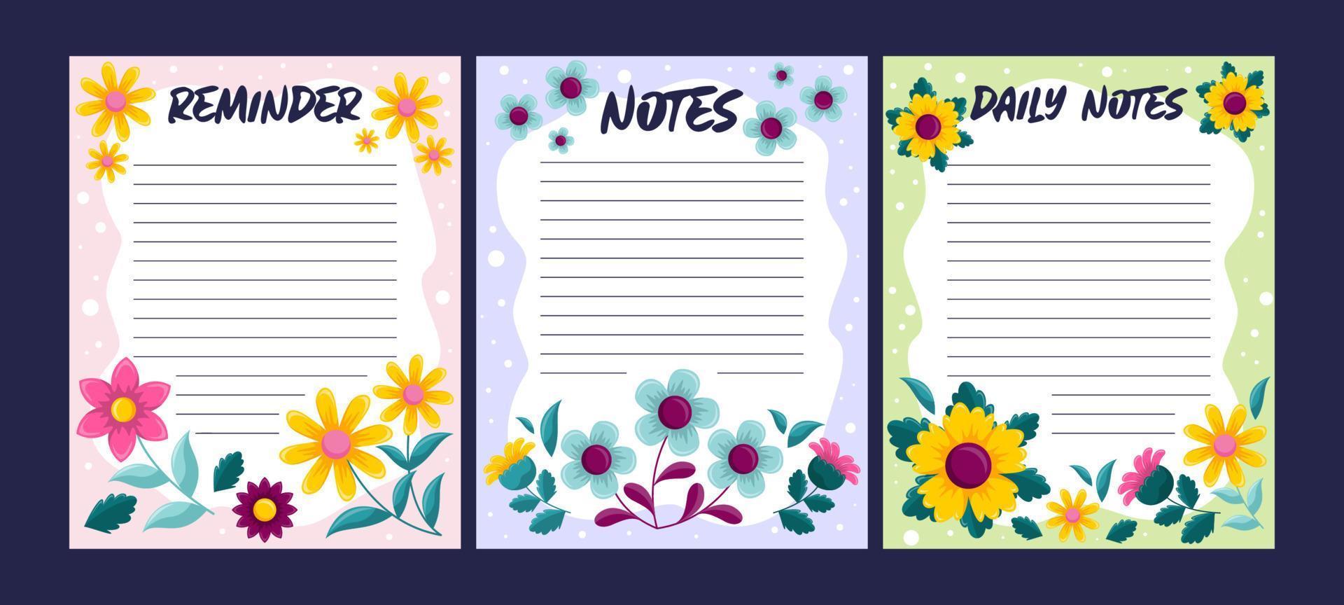 modèle de journal de fleurs de printemps vecteur