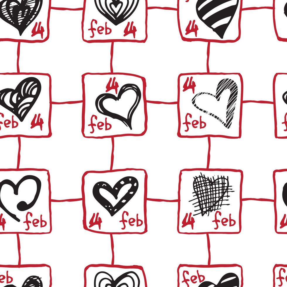 arrière-plan transparent de croquis dessinés à la main rétro avec des coeurs pour la Saint-Valentin et le jour du mariage vecteur