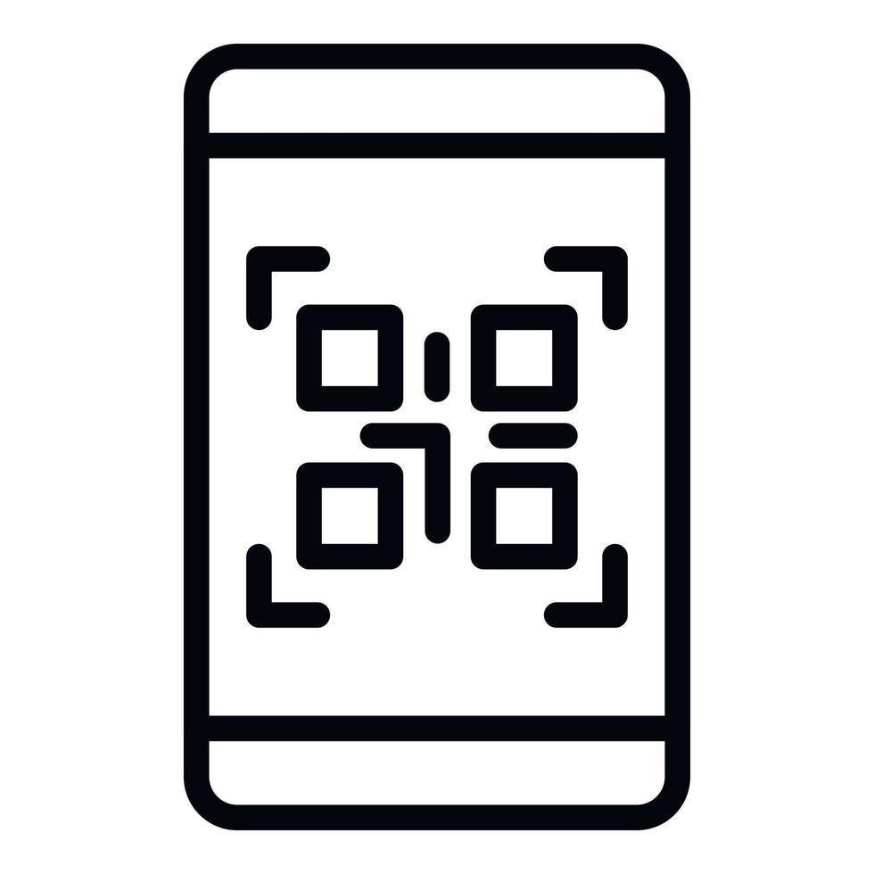 icône de code de prix qr de numérisation de téléphone, style de contour vecteur