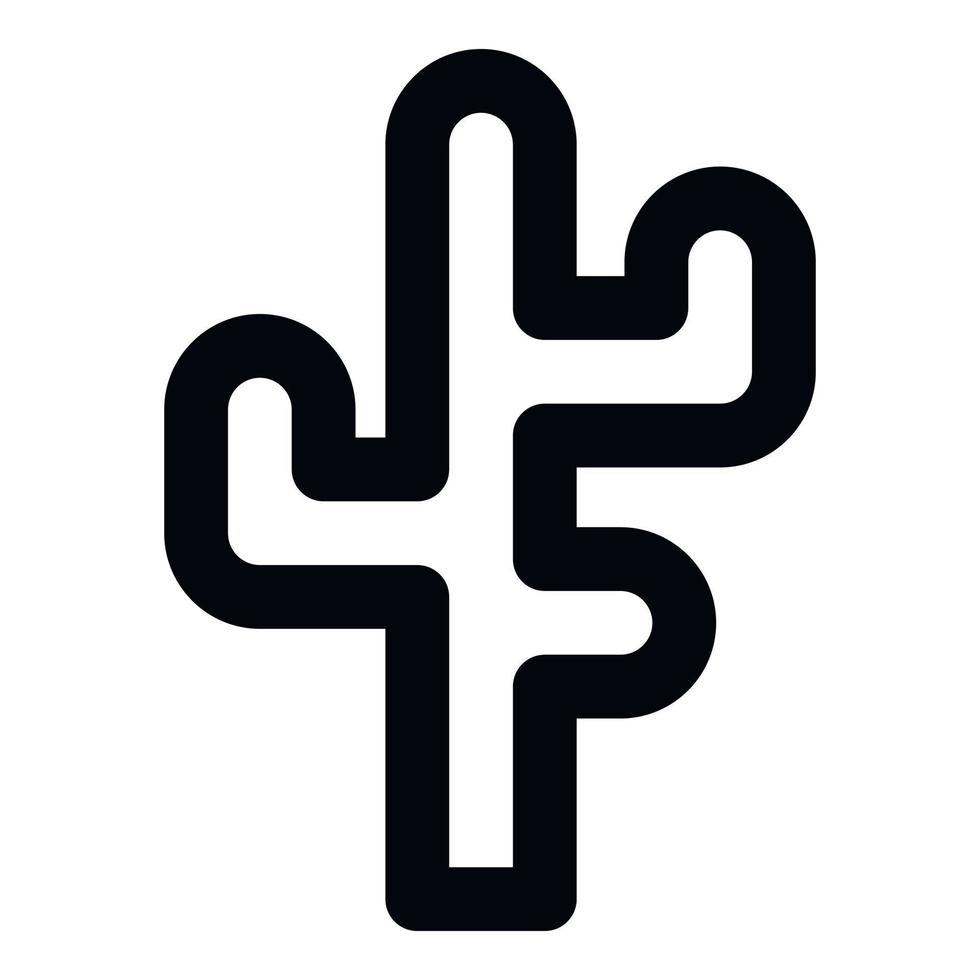 icône de petit cactus ramifié, style de contour vecteur