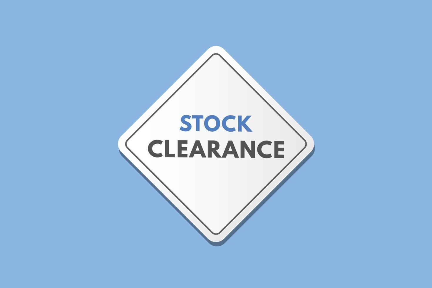 bouton de texte de dédouanement des stocks. stock dégagement signe icône étiquette autocollant web boutons vecteur