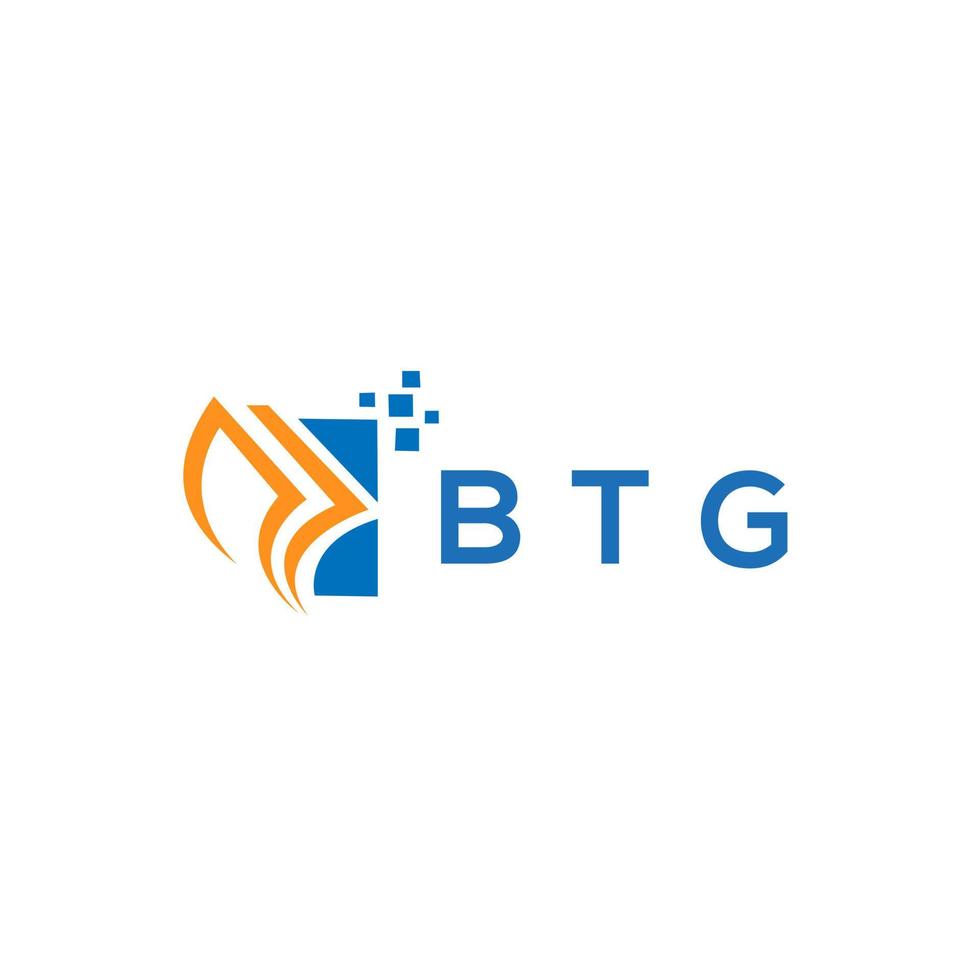 création de logo de comptabilité de réparation de crédit btg sur fond blanc. btg initiales créatives croissance graphique lettre logo concept. création de logo de financement d'entreprise btg. vecteur