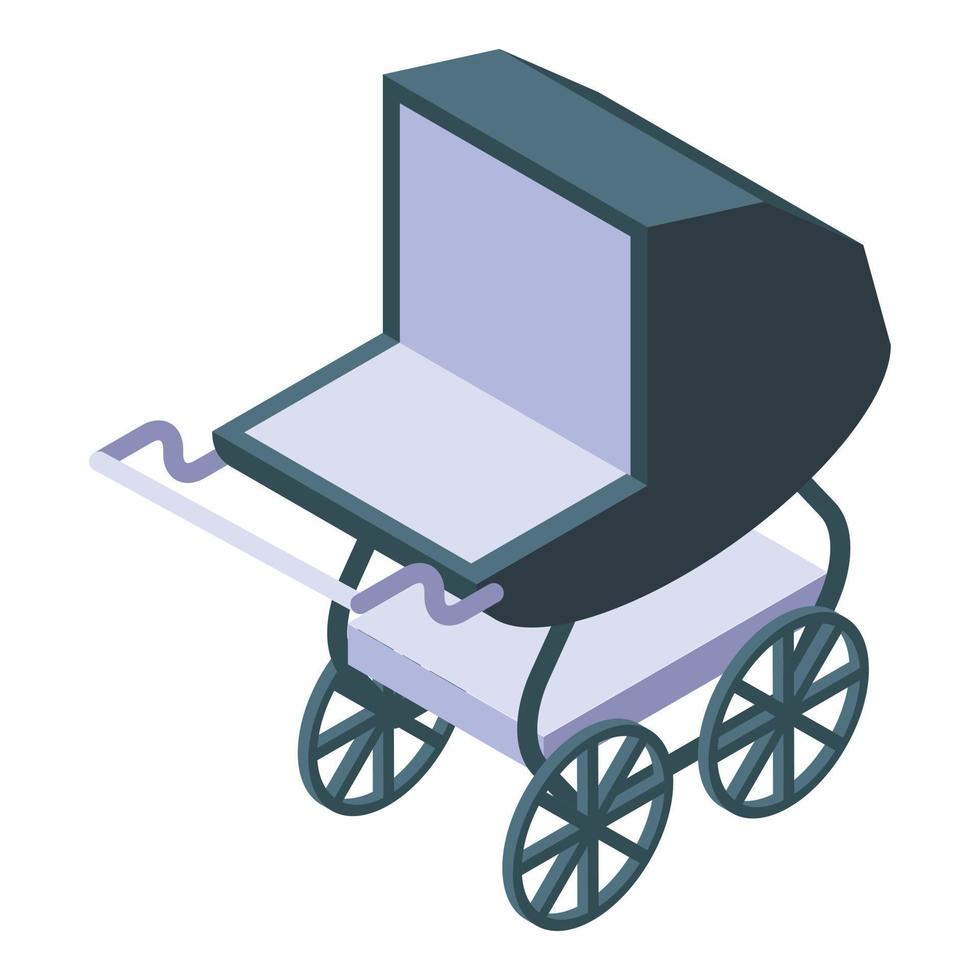 icône de landau bébé rétro, style isométrique vecteur