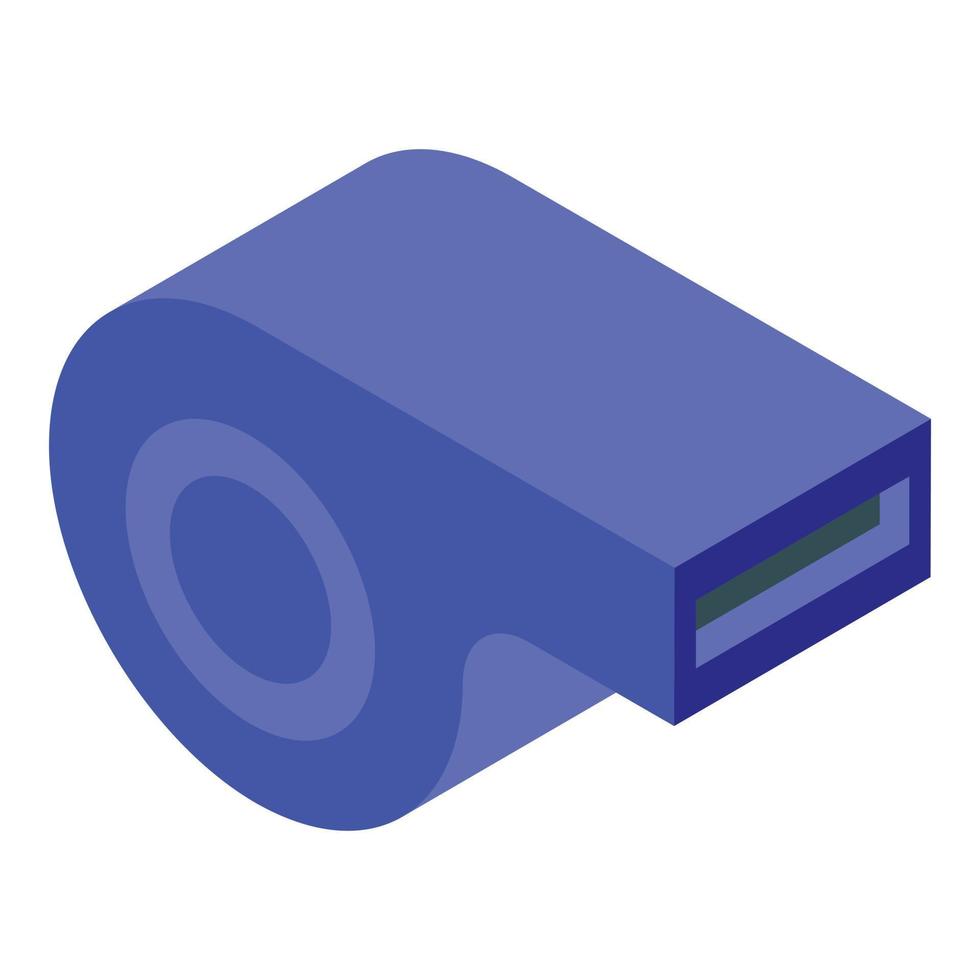 icône de sifflet bleu sport, style isométrique vecteur