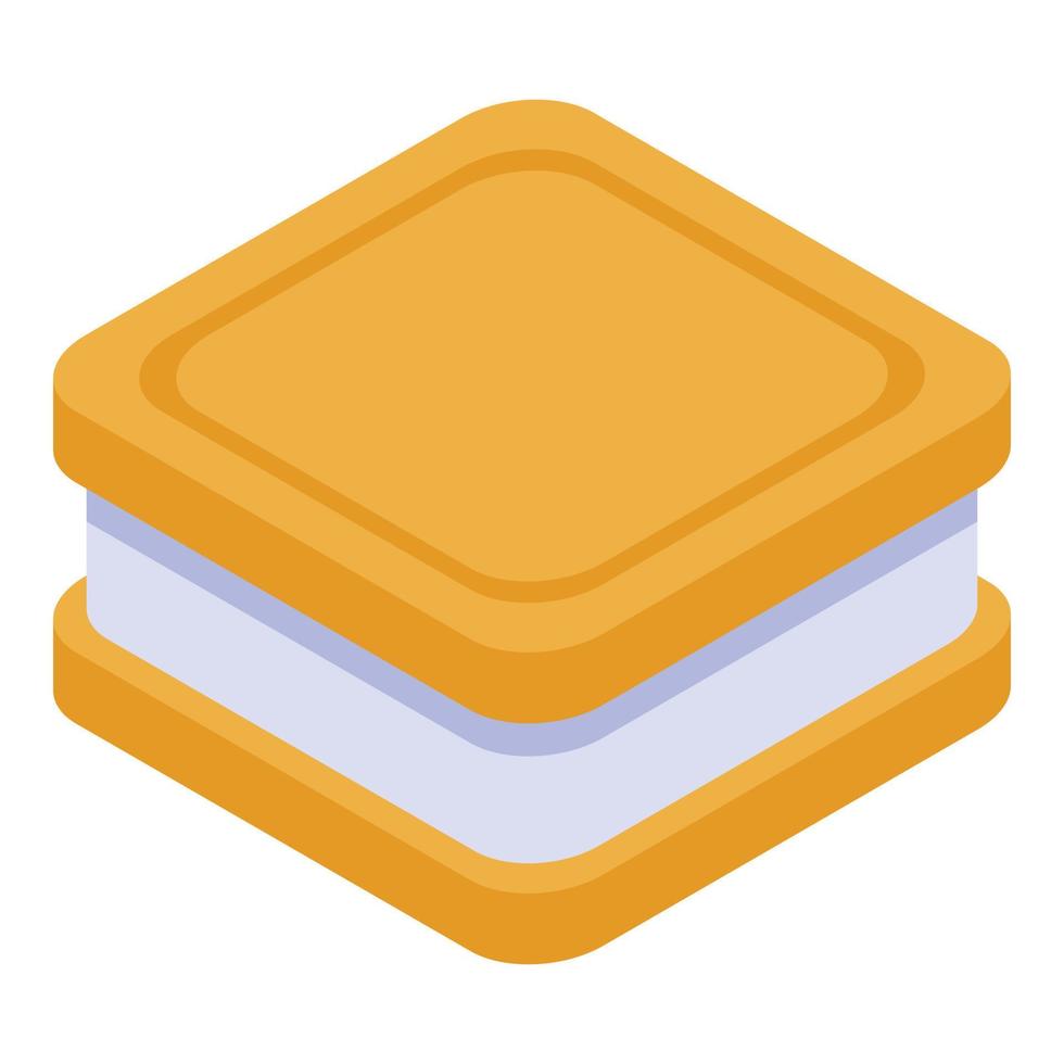 icône de biscuit sandwich à la crème, style isométrique vecteur
