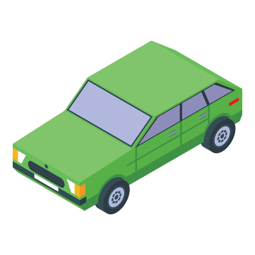 icône verte de vieille voiture, style isométrique vecteur