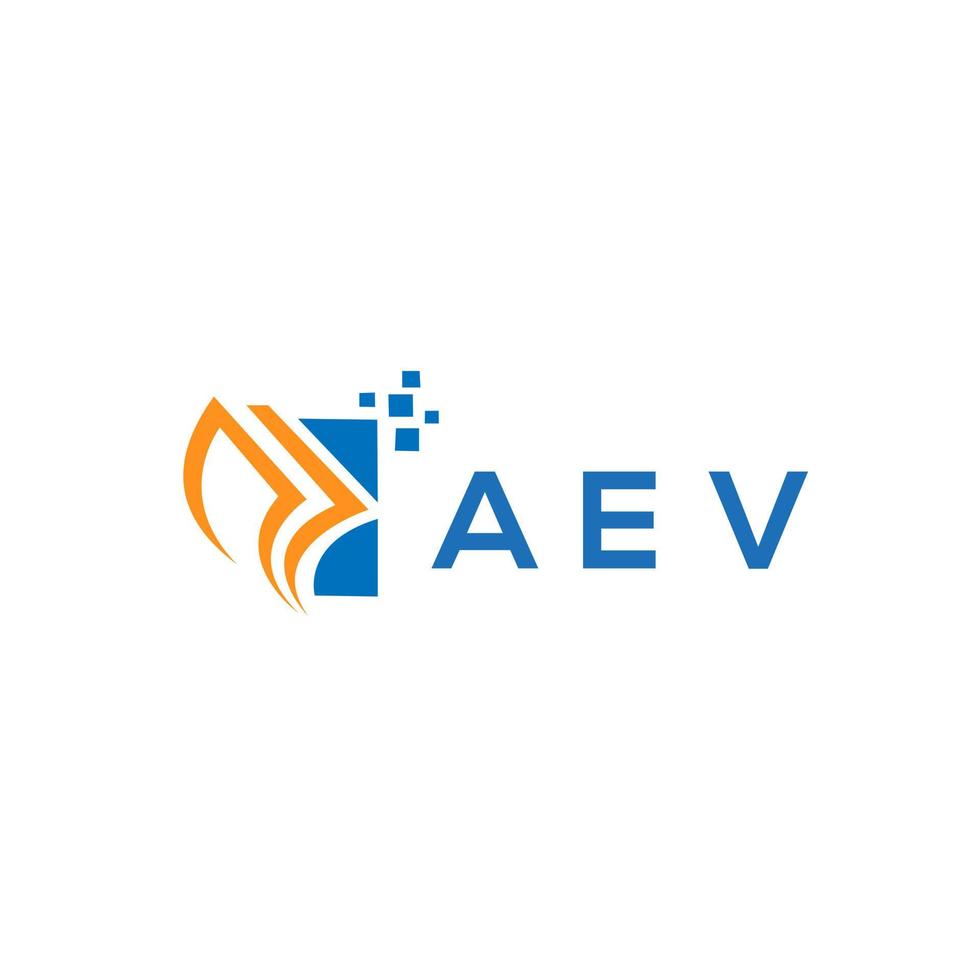 création de logo de comptabilité de réparation de crédit aev sur fond blanc. aev initiales créatives croissance graphique lettre logo concept. création de logo de finance d'entreprise aev. vecteur