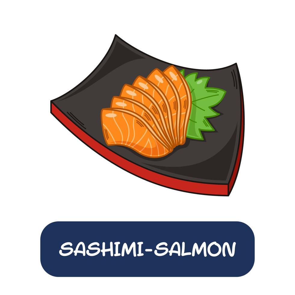 dessin animé sashimi-saumon, vecteur de cuisine japonaise isolé sur fond blanc