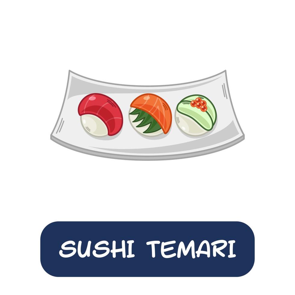 dessin animé sushi temari, vecteur de cuisine japonaise isolé sur fond blanc