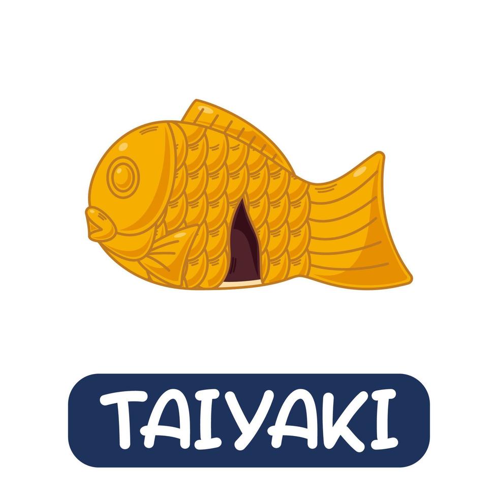 dessin animé taiyaki, vecteur de cuisine japonaise isolé sur fond blanc