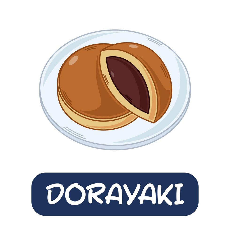 dessin animé dorayaki, vecteur de cuisine japonaise isolé sur fond blanc