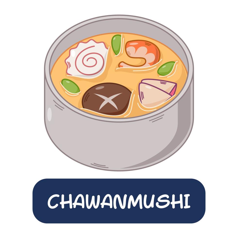 dessin animé chawanmushi, vecteur de cuisine japonaise isolé sur fond blanc