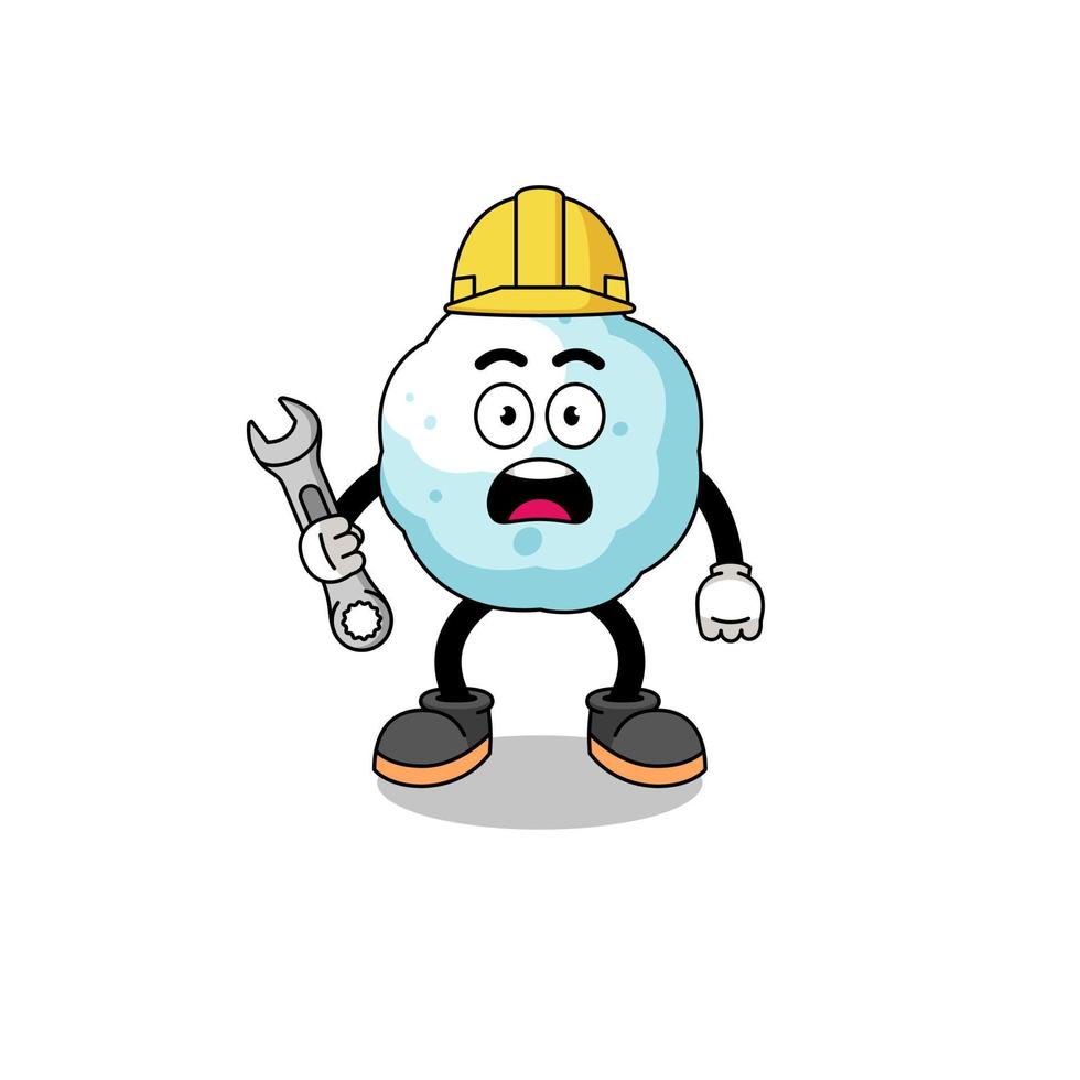 illustration de personnage de boule de neige avec erreur 404 vecteur