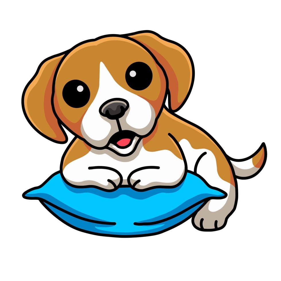 mignon petit dessin animé de chien beagle sur l'oreiller vecteur