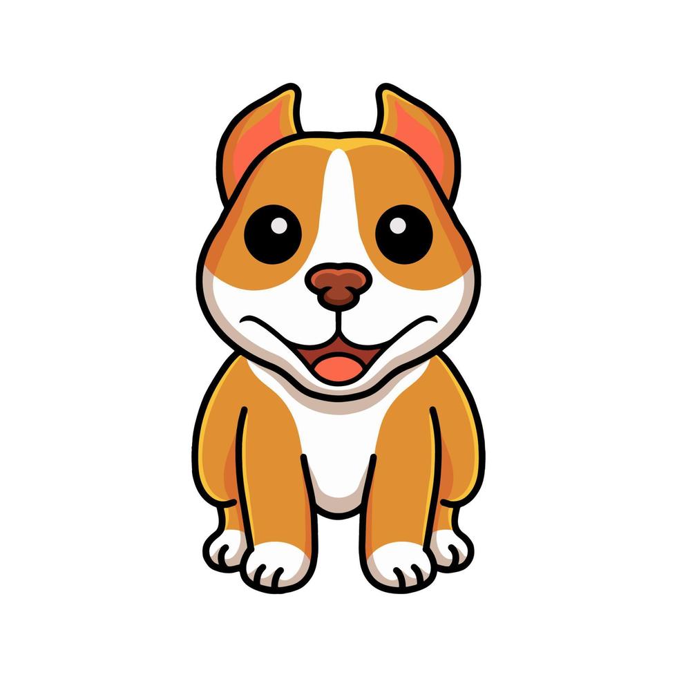 mignon petit dessin animé pitbull souriant vecteur