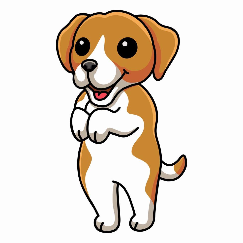 mignon petit dessin animé de chien beagle debout vecteur