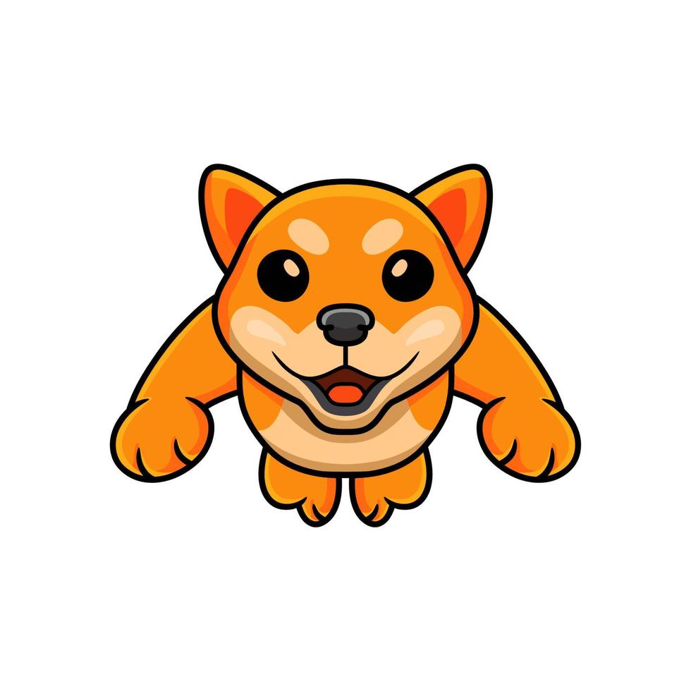 dessin animé mignon chien shiba inu sautant vecteur
