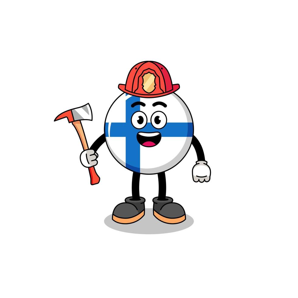mascotte de dessin animé de pompier finlandais vecteur