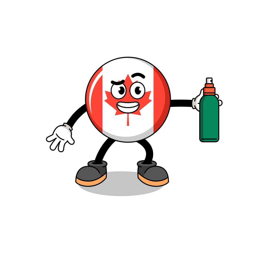 illustration du drapeau du canada dessin animé tenant un anti-moustique vecteur