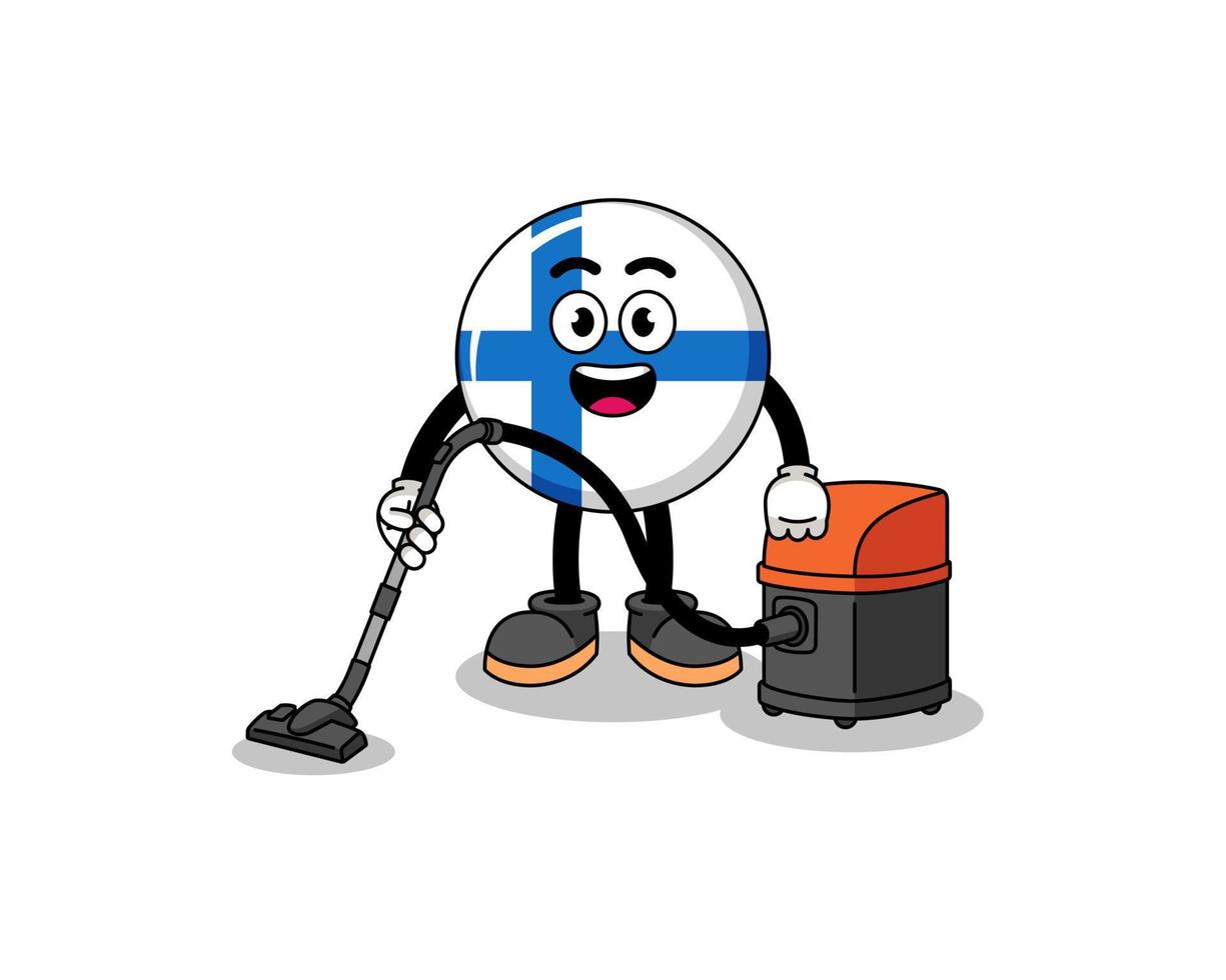 mascotte de personnage de finlande tenant un aspirateur vecteur