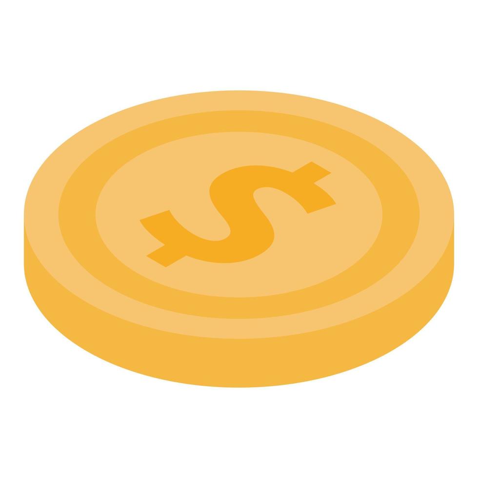 icône de pièce de monnaie dollar, style isométrique vecteur